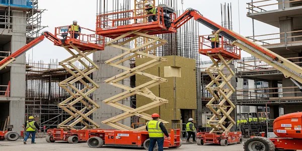 plataforma de tijera de gran alcance en estructura metálica de gran envergadura.