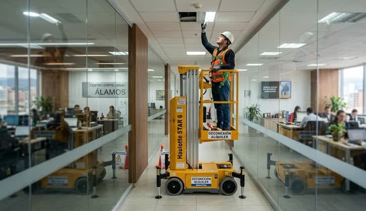 plataforma de tijera unipersonales para mantenimiento técnico en espacios reducidos.