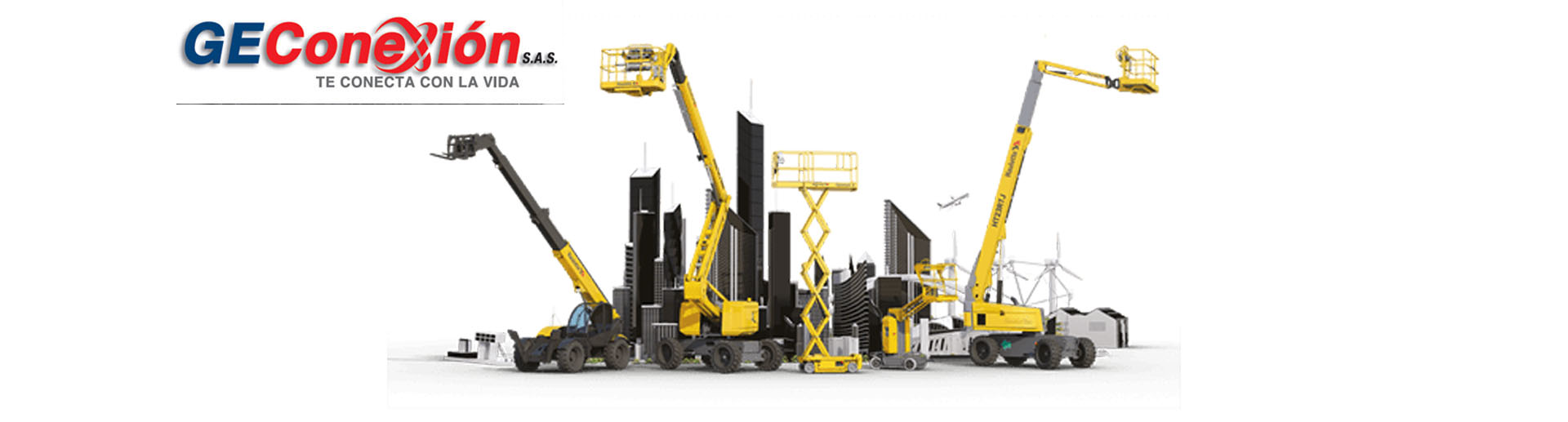 Flota de manlifts de Geconexión listos para alquilar en Suba.
